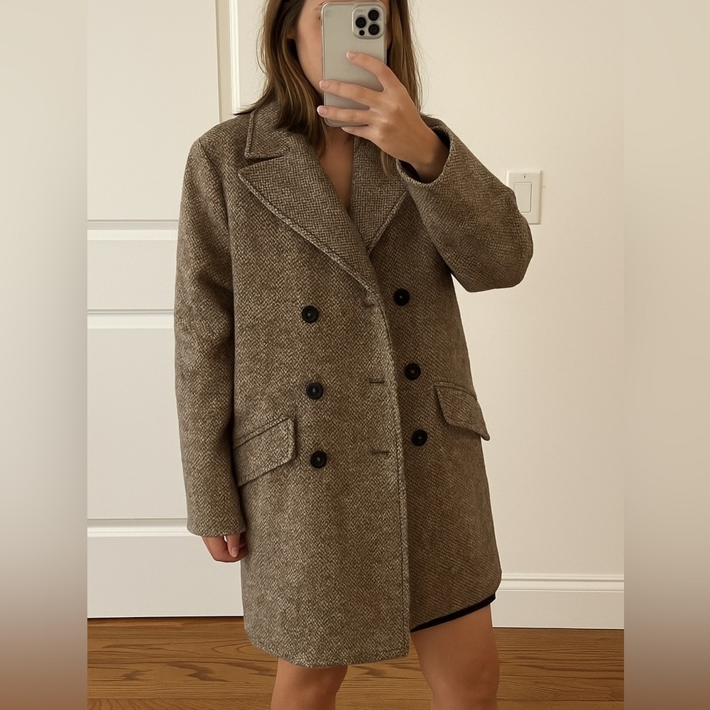 Zara Women's Double-Breasted Brown Coat